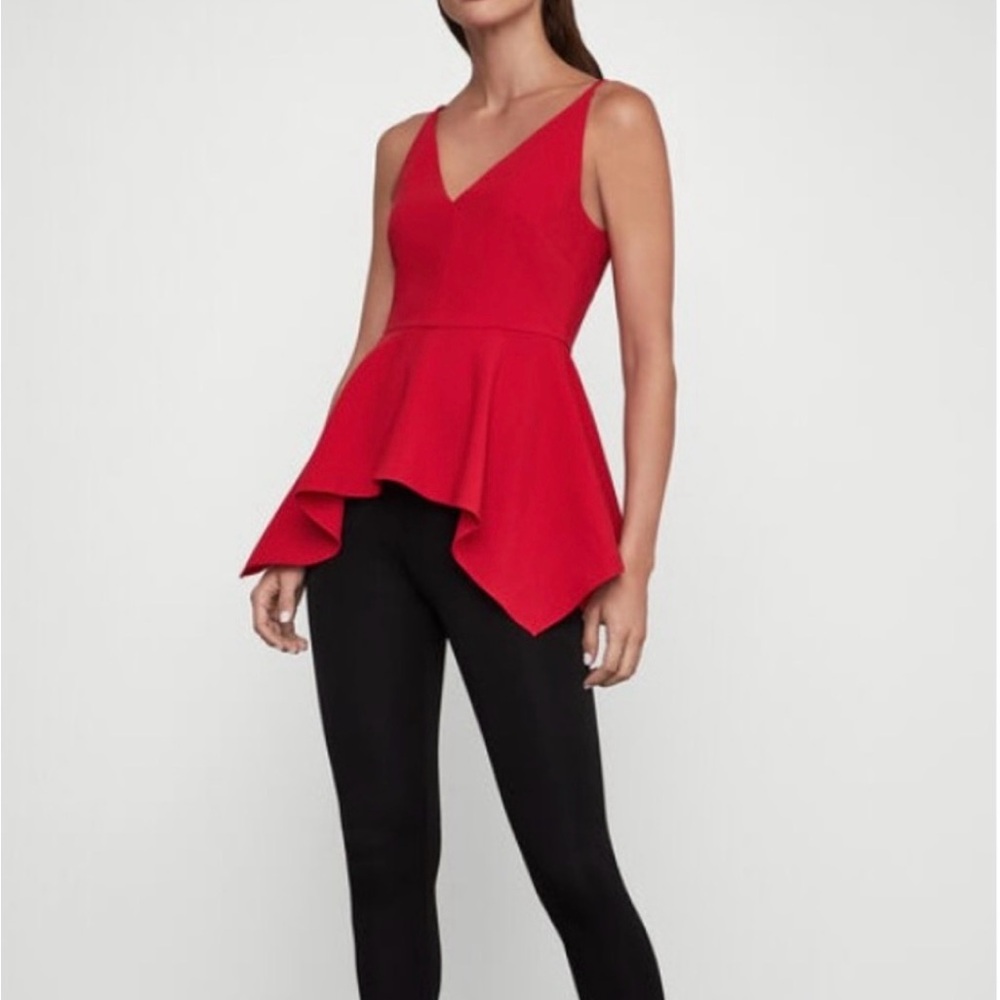 BCBGMAXAZRIA women's peplum red top sleeveless,V-Neck.